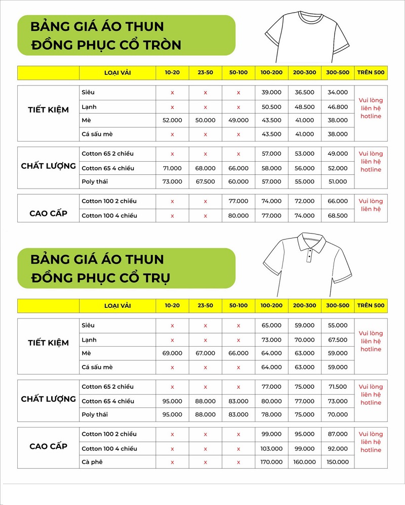 bang gia dong phuc hoc sinh