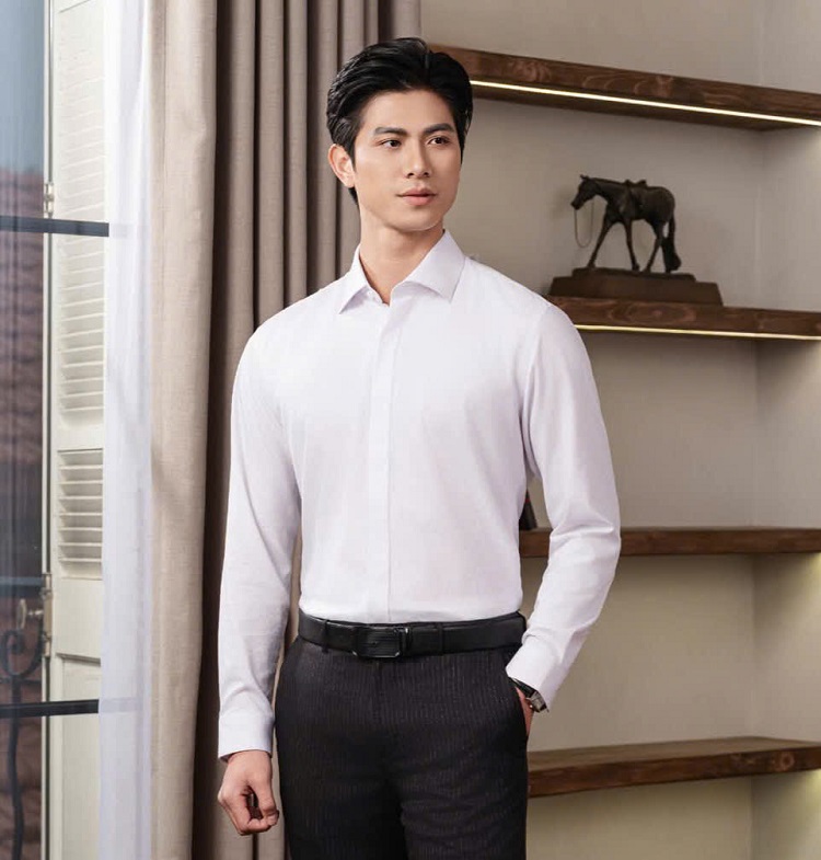 ao so mi nam hong